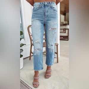 Vervet Beverly Super High Rise Straight Leg Denim Jeans